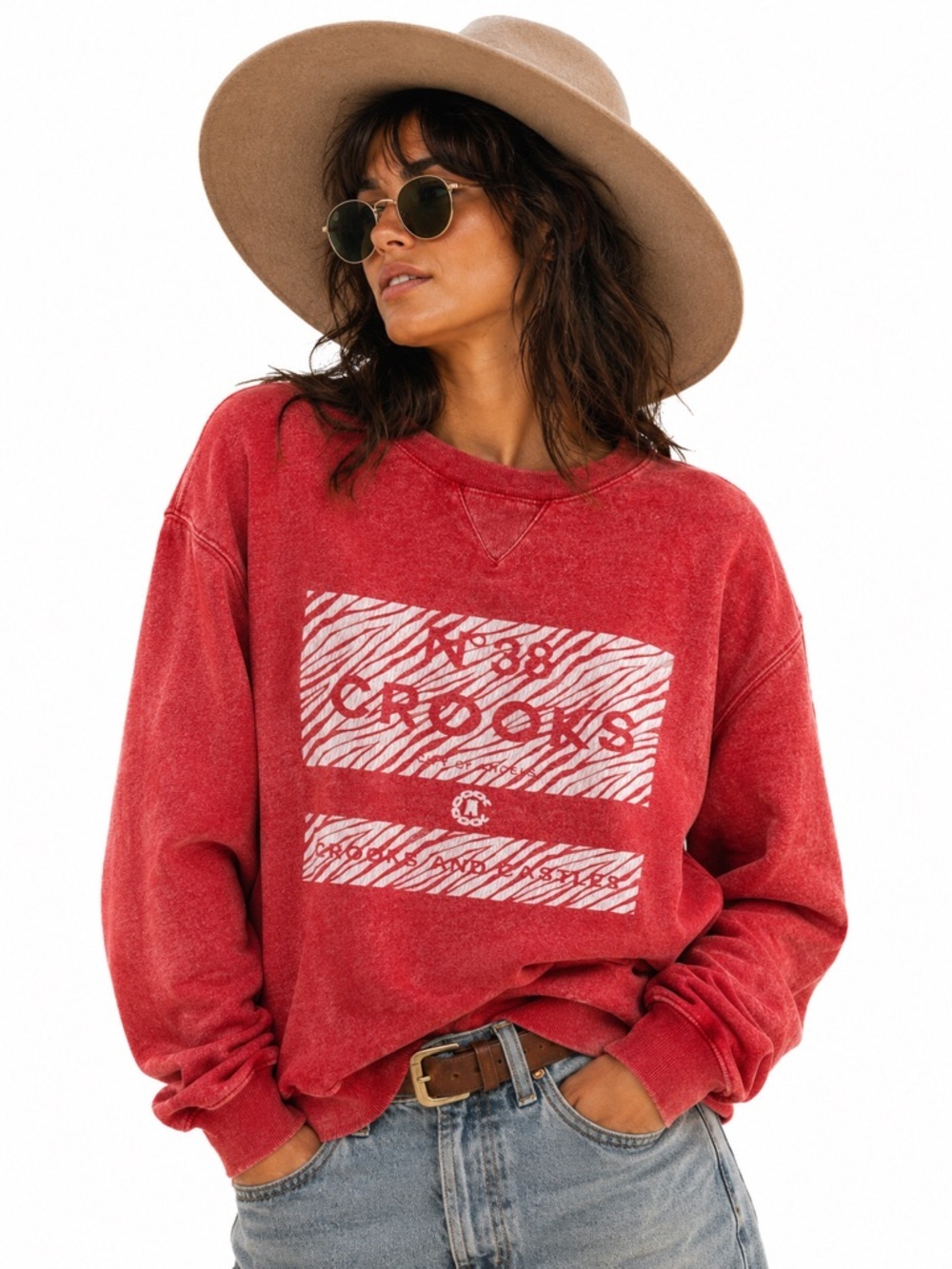 Crooks & Castles Red Graphic Crewneck Sweatshirt